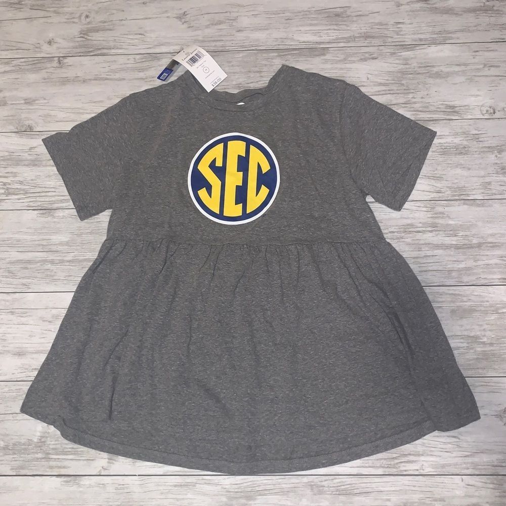 Lauren James Gray SEC Peplum Tshirt NWT